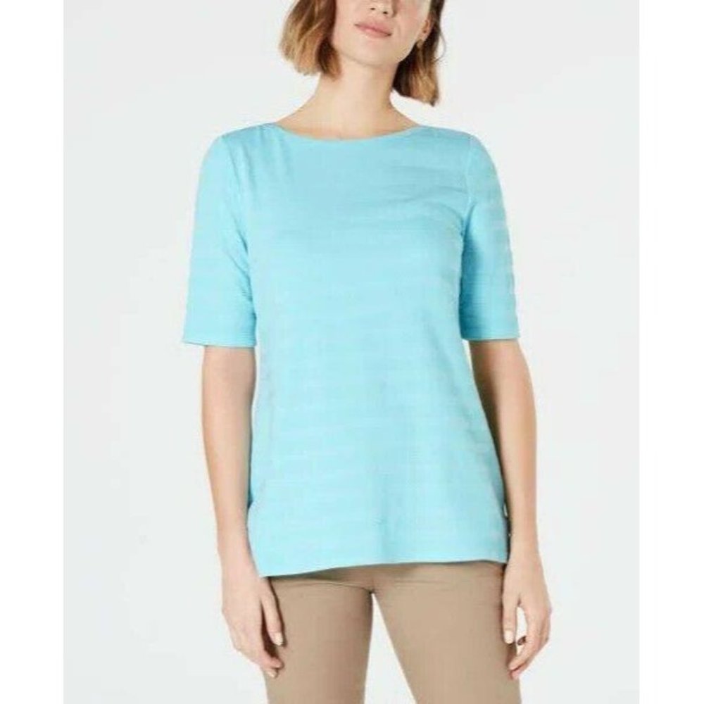NWT Charter Club Light Blue Striped Top
